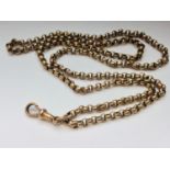 A 9ct gold Albert chain, measuring 22 inches, weight 13.6 grams. One link AF