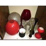 SECTION 32. Various coloured glass including bottles, vases, and lamp shades etc.