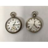 A white metal Zenith open-faced pocket watch, the white enamel dial with Roman numerals denoting