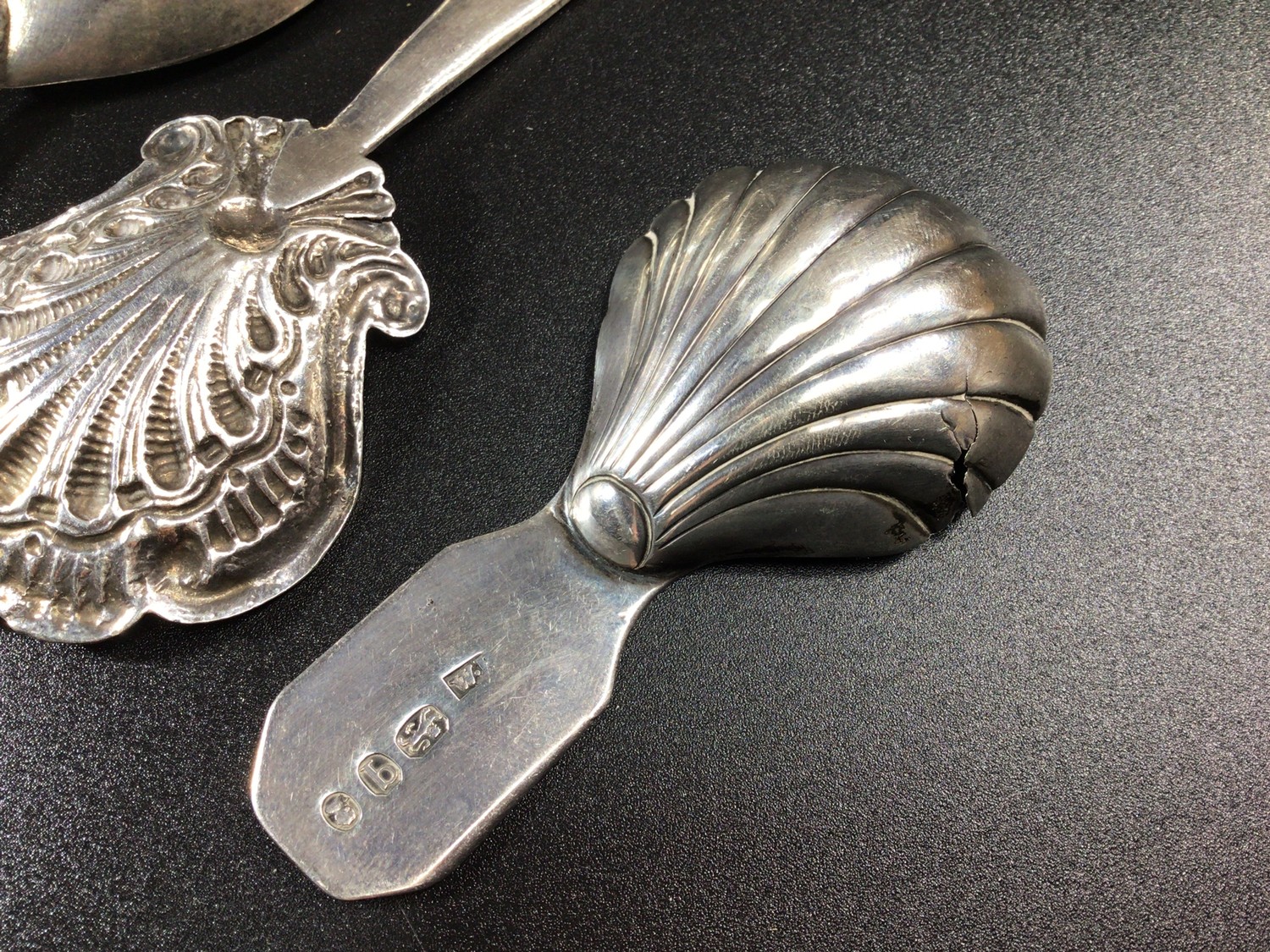 Four various silver caddy spoons including two examples by Maurice Freeman, one with clover leaf - Image 3 of 3