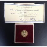 An 18ct gold Battle of Britain Commemorative Medal by Johnson, Matthew & Co. limited of London, with