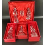 A Waterford Crystal nativity set comprising Mary, Joseph, Jesus and the three wise men, all boxed,