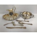 A two-handled silver sugar bowl, makers mark rubbed, hallmarked Birmingham, 1896 and a pair of