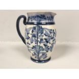 A Macintyre Florian Ware pottery jug with tube-lined and blue glazed floral decoration, Reg No.