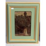 Two various 19th century framed Crystoleum pictures, featuring 'two ladies, pug dog and man on