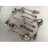 A set of six Georgian silver tablespoons by William Eaton, hallmarked London, 1833, together with