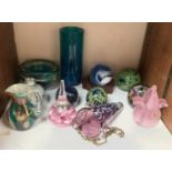 SECTION 22. Various glass paperweights and vases etc. including Isle of Wight and M'dina