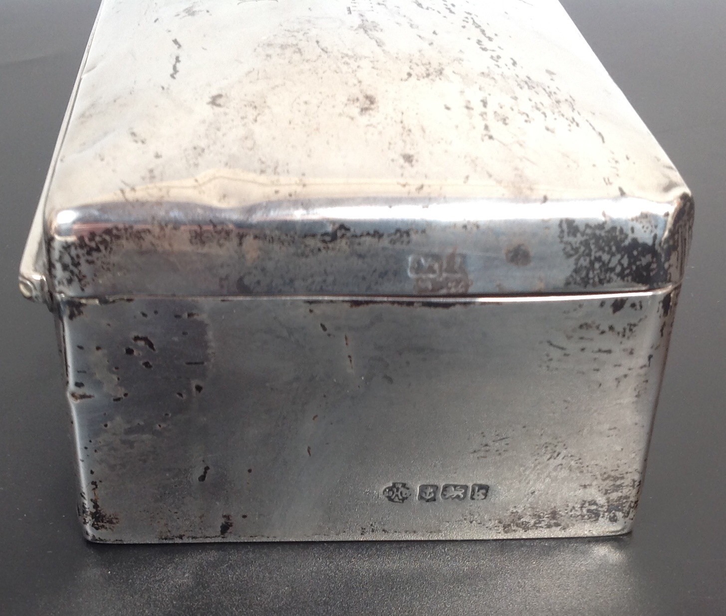 A silver cigarette box of rectangular form by William Hutton & Sons, with hinged cover engraved from - Image 3 of 3