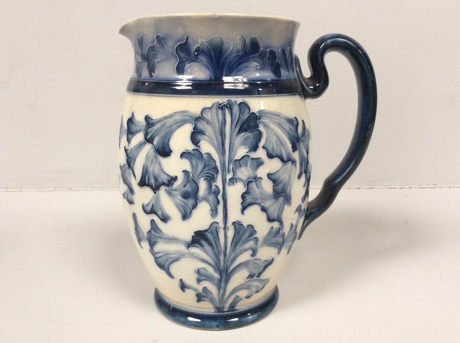 A Macintyre Florian Ware pottery jug with tube-lined and blue glazed floral decoration, Reg No. - Image 3 of 3