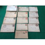 A box containing more than 250 postcards, plus 18 envelopes stamped and franked mainly from the