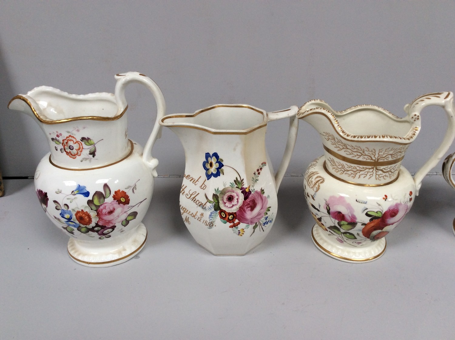 An early 19th century Staffordshire porcelain two-handled loving cup painted with roses and gilt - Image 5 of 5