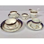 A small collection of first period Worcester porcelain including a spiral tea cup & saucer,