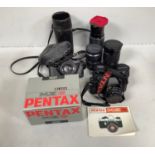Two Pentax ME Super cameras, one with original box and manual and one fitted with a Pentax 50mm F1.7
