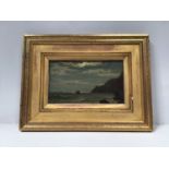 Frederick William Meyer (1869-1922) Twilight seascape study with mountainous coastline and a