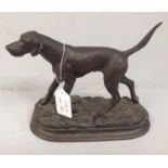 After Pierre Jules Mene (French, 1810-1879) A bronze figure of a standing pointer, raised on a