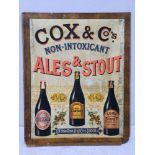 An advertising sign for Cox & Co's Non-Intoxicant Ales & Stout, Kings Cross, London, printed on