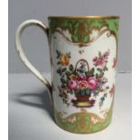 A 19th century Rockingham porcelain tankard, c.1830-40, hand-painted with floral reserves and gilded