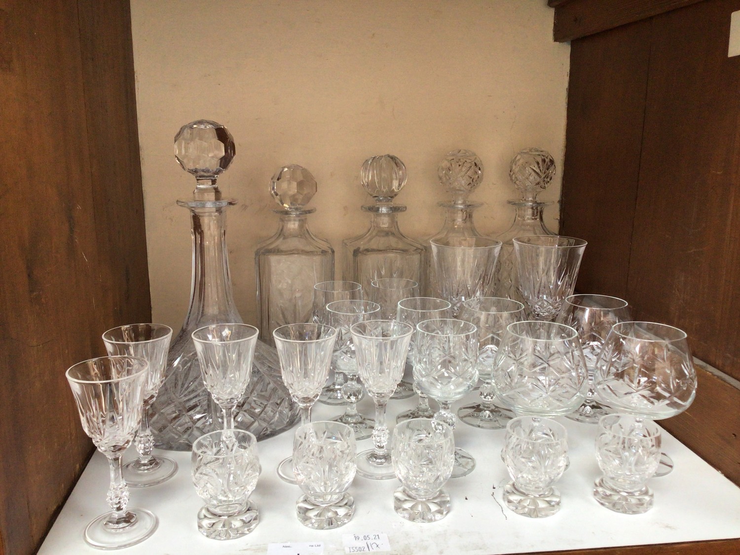 SECTION 17. A quantity of assorted drinking glasses comprising liqueur glasses, various stemware