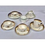 A collection of Caughley/Salopian porcelain including a pair of cups and saucers, two various