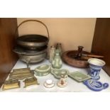 SECTION 5. Wedgwood Jasperware pin dishes, pots, oil burner and vases, together with a pair of
