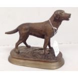After Pierre Jules Mene (French, 1810-1879) a bronze figure of a standing labrador, raised on a