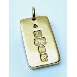 A 9ct solid gold hallmarked ingot, weighing 30.0 grams.