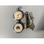 A WWII Leonidas open faced military pocket watch, with cream enamel dial and Arabic numerals,