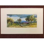 Gyula Sajo, landscape, signed, watercolour, mounted for framing, 12x17cm, and Ian Willis, pen and