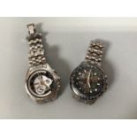 Two gents stainless steel Citizen Eco-Drive wristwatches comprising a WR 200 Skyhawk A.T, with