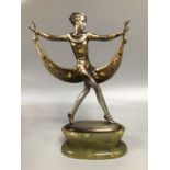Josef Lorenzl (Austrian 1892 - 1950), an art deco silvered bronze figure of a dancing girl with