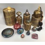 Eleven various items of Isle of Wight studio glass including an atomiser in the gold Azurene