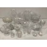 SECTION 16. A collection of various glassware including lead crystal bowls, cake stand, vases,