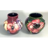 A Moorcroft pottery small vase of ovoid form decorated in the Anemone pattern (tribute to Walter