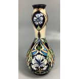 A Moorcroft pottery vase of double-gourd form, decorated in the 'Centaurea' pattern after Rachel