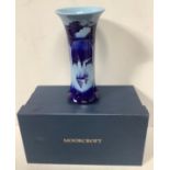 A Moorcroft pottery vase of tall cylindrical form with flared rim, in the 'Yachts in Moonlight'