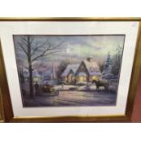 Thomas Kinkade. (1958-) Five various prints including 'Memories of Christmas' and 'Stillwater