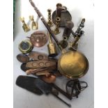 A WWII Spitfire P8 brass compass serial no. 121271, together with a copper skillet, copper kettle,