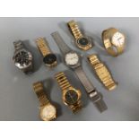 Eight assorted ladies and gents wristwatches including four gold-plated Citizen examples etc.