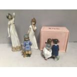 Four various Spanish porcelain figure groups including Nao 'First Love' with box, Nao young girl