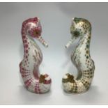 A Royal Crown Derby paperweight, 'Pink Seahorse' limited edition 71/150 and 'Spot Seahorse,