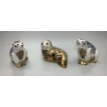 Three Royal Crown Derby paperweights, 'Polar Bear', 'Aurora Polar Bear', limited edition 355/1500