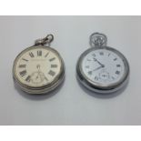 A Victorian silver-cased open-face pocket watch, the white enamel dial with Roman numerals