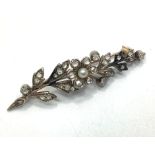 An Edwardian gold, diamond and seed pearl floral spray brooch, not hallmarked but tests as 9ct gold,