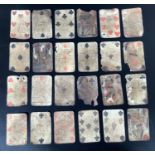 Twenty four late 17th century playing cards (as found)