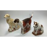 Three Royal Crown Derby paperweights, 'Foxhound' limited edition 69/250, 'Imari Jack Russell'