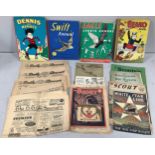 A 1954 Beano album, 1955 Dennis the Menace and The First Eagle Sports Annual, together with a