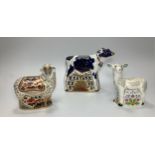 Three Royal Crown Derby paperweights, 'New Year Calf', limited edition number 324/1000, 'Bo',