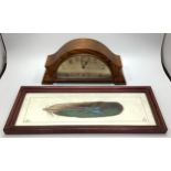 A mixed lot including a Costa Rican painted feather in glazed frame, signed, together with a