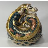 A Royal Crown Derby paperweight, 'Dragon of Good Fortune', with printed marks to base and gold