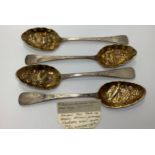A pair of Georgian silver berry spoons, London, 1805, maker's mark of William Eley & William Fearn